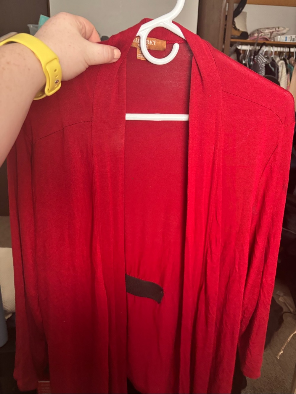 Ellen Tracy Red Knit Wrap Robe - Picture 2 of 2